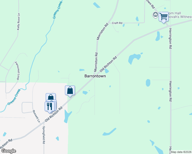 map of restaurants, bars, coffee shops, grocery stores, and more near 2080 Old Richton Road in Petal