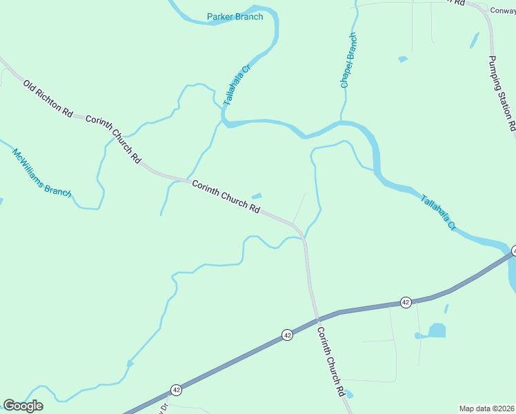 map of restaurants, bars, coffee shops, grocery stores, and more near 339-371 Corinth Church Road in Petal