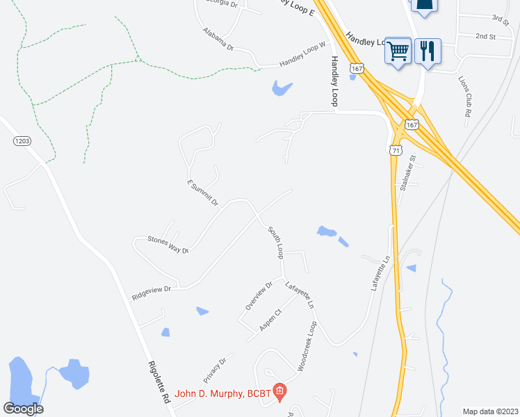 map of restaurants, bars, coffee shops, grocery stores, and more near 919 Ridgeview Drive in Pineville