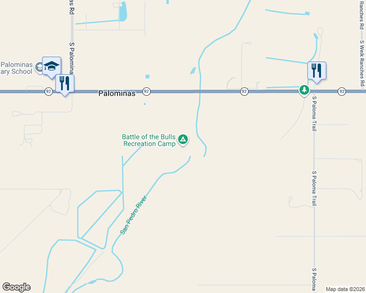 map of restaurants, bars, coffee shops, grocery stores, and more near Arizona 92 in Hereford