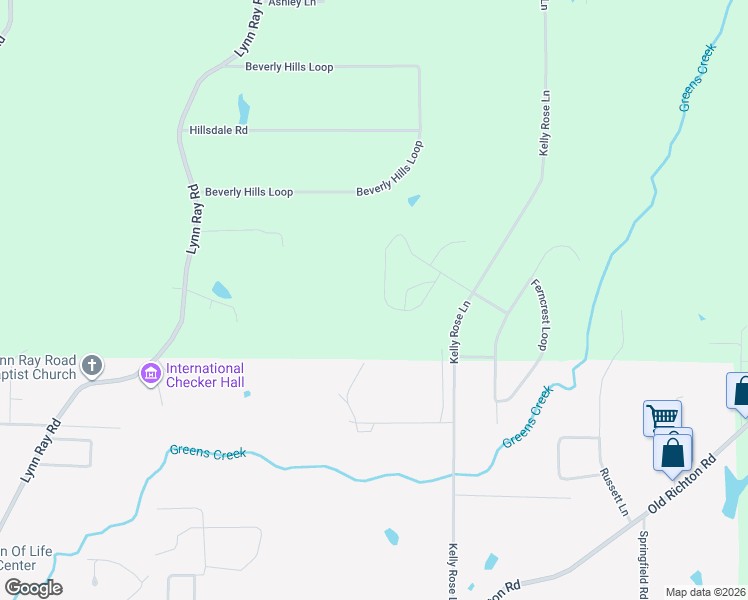 map of restaurants, bars, coffee shops, grocery stores, and more near 41 Village Loop in Petal