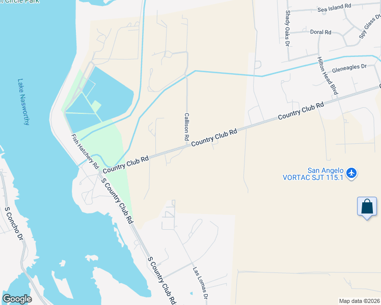 map of restaurants, bars, coffee shops, grocery stores, and more near 3125 Country Club Road in San Angelo