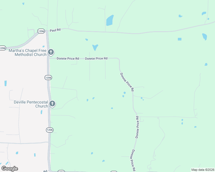 map of restaurants, bars, coffee shops, grocery stores, and more near 96 Donnie Price Road in Deville