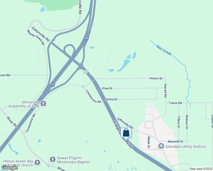 map of restaurants, bars, coffee shops, grocery stores, and more near 97 Hinton Drive in Hattiesburg
