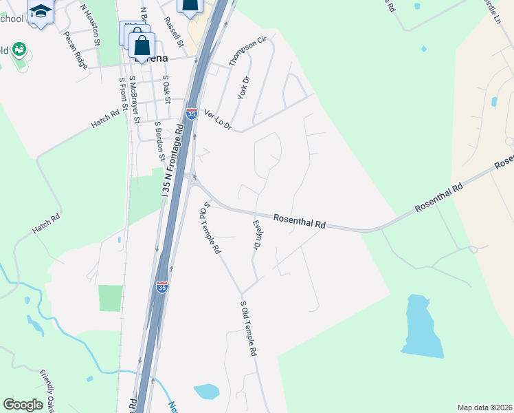 map of restaurants, bars, coffee shops, grocery stores, and more near 756 Farm to Market 2837 in Lorena