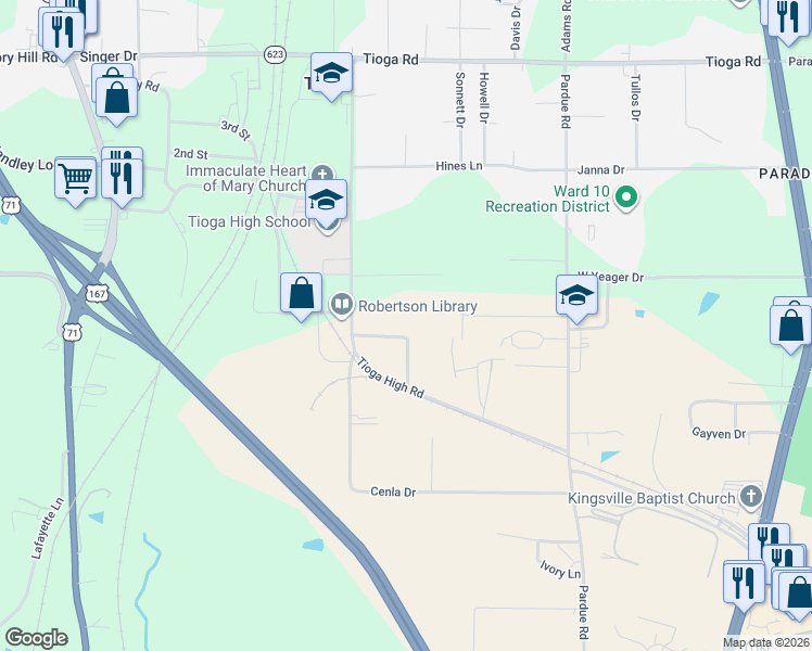 map of restaurants, bars, coffee shops, grocery stores, and more near 55 Rice Loop in Ball