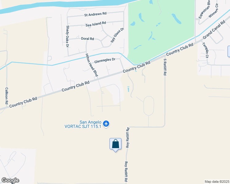map of restaurants, bars, coffee shops, grocery stores, and more near 2261 Country Club Road in San Angelo