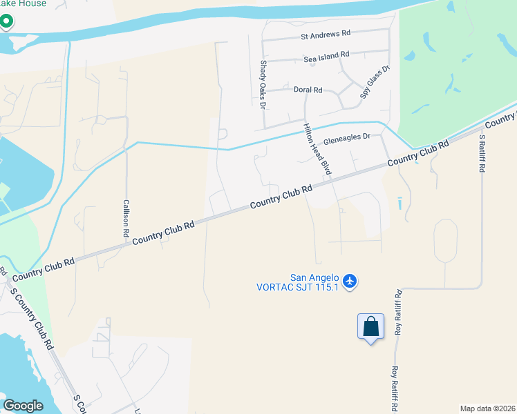 map of restaurants, bars, coffee shops, grocery stores, and more near 2726 Country Club Road in San Angelo