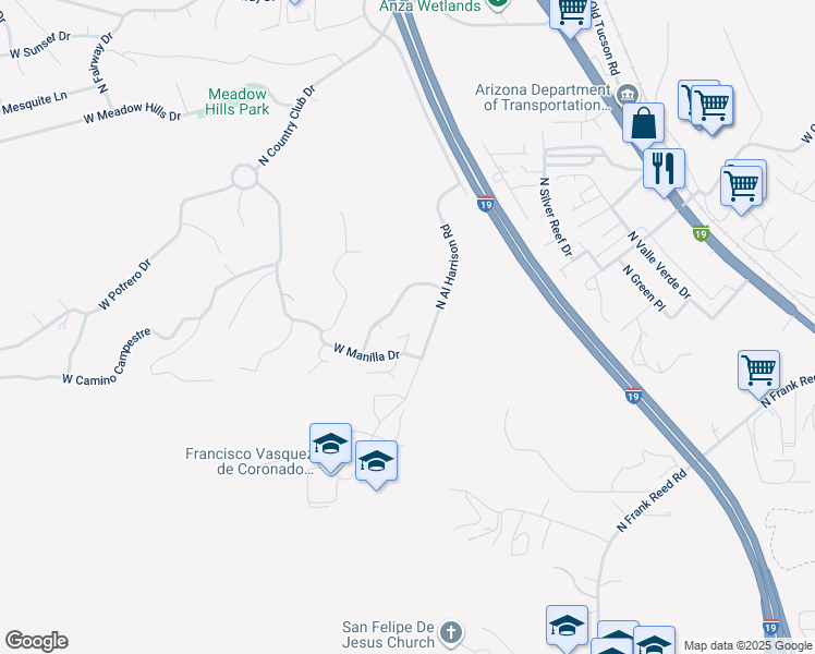 map of restaurants, bars, coffee shops, grocery stores, and more near 2640 North San Lorenzo Drive in Nogales