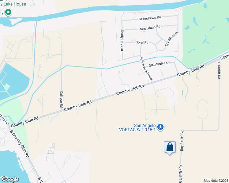 map of restaurants, bars, coffee shops, grocery stores, and more near 2726 Country Club Road in San Angelo