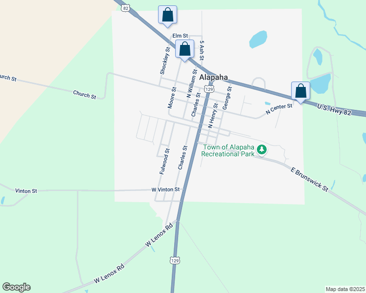 map of restaurants, bars, coffee shops, grocery stores, and more near 475 South Charles Street in Alapaha