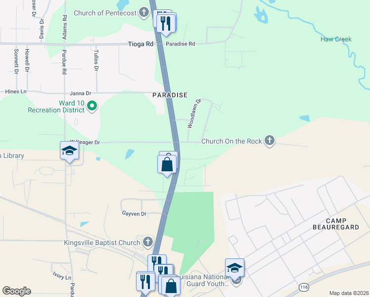 map of restaurants, bars, coffee shops, grocery stores, and more near 4420 Monroe Highway in Ball