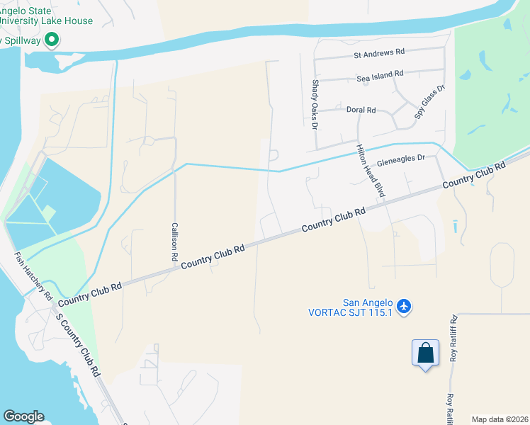 map of restaurants, bars, coffee shops, grocery stores, and more near 2830 Country Club Road in San Angelo