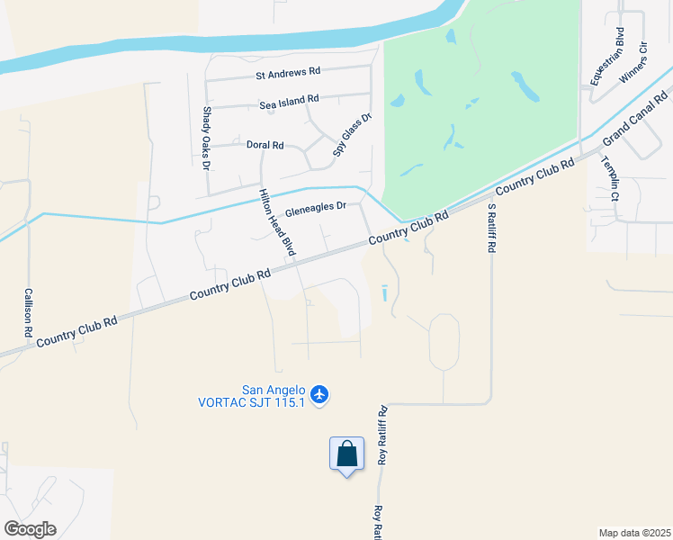 map of restaurants, bars, coffee shops, grocery stores, and more near 2261 Country Club Road in San Angelo