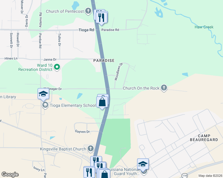 map of restaurants, bars, coffee shops, grocery stores, and more near 4420 Monroe Highway in Ball