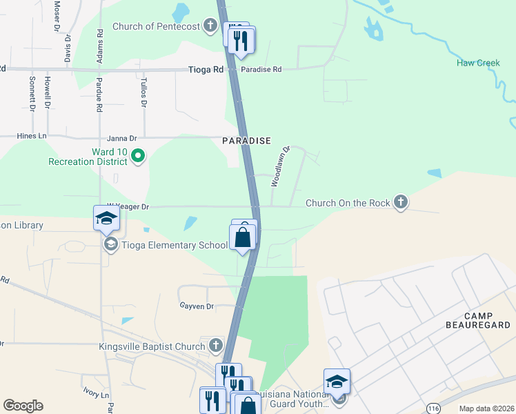 map of restaurants, bars, coffee shops, grocery stores, and more near 4420 Monroe Highway in Ball