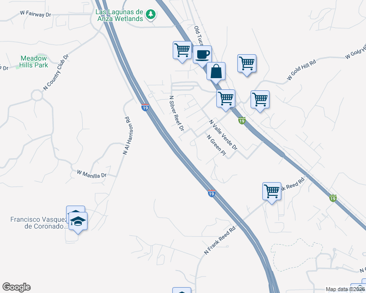 map of restaurants, bars, coffee shops, grocery stores, and more near 2671 North Bit Place in Nogales