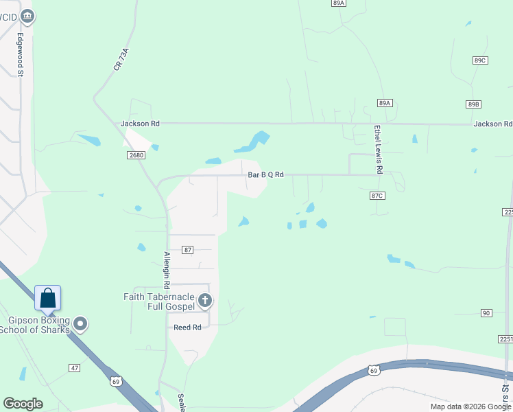 map of restaurants, bars, coffee shops, grocery stores, and more near 490 Bar B Q Road in Lufkin