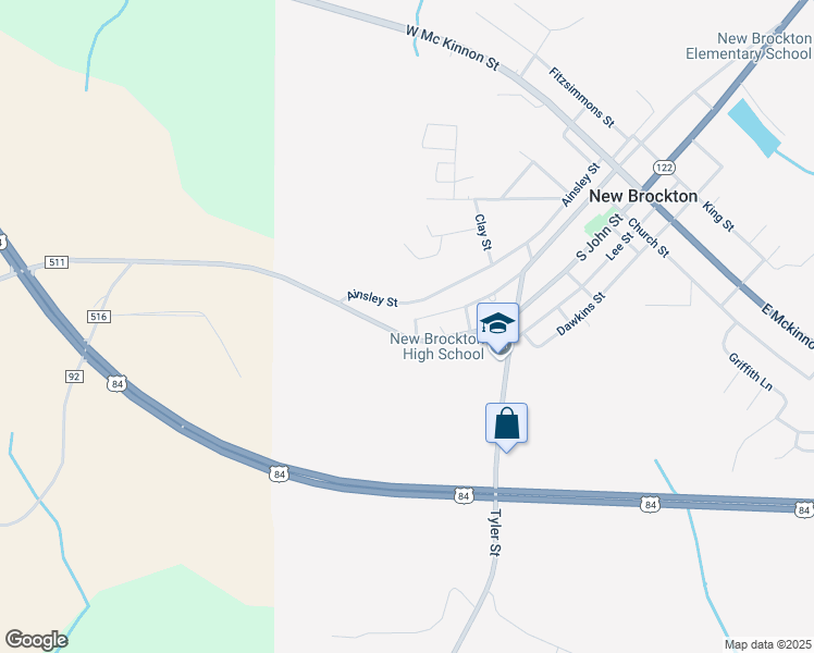 map of restaurants, bars, coffee shops, grocery stores, and more near 108 Trudy Street in New Brockton