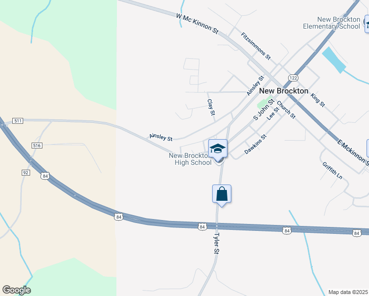 map of restaurants, bars, coffee shops, grocery stores, and more near 108 Trudy Street in New Brockton