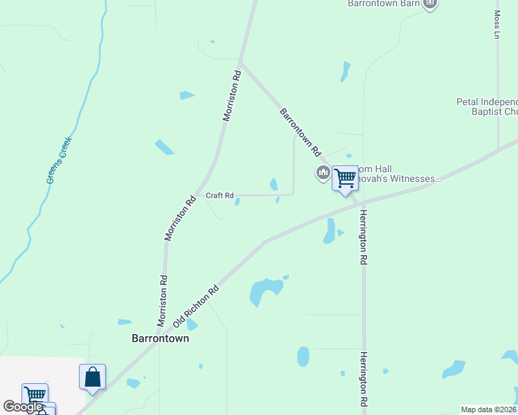 map of restaurants, bars, coffee shops, grocery stores, and more near 36-40 Craft Road in Petal