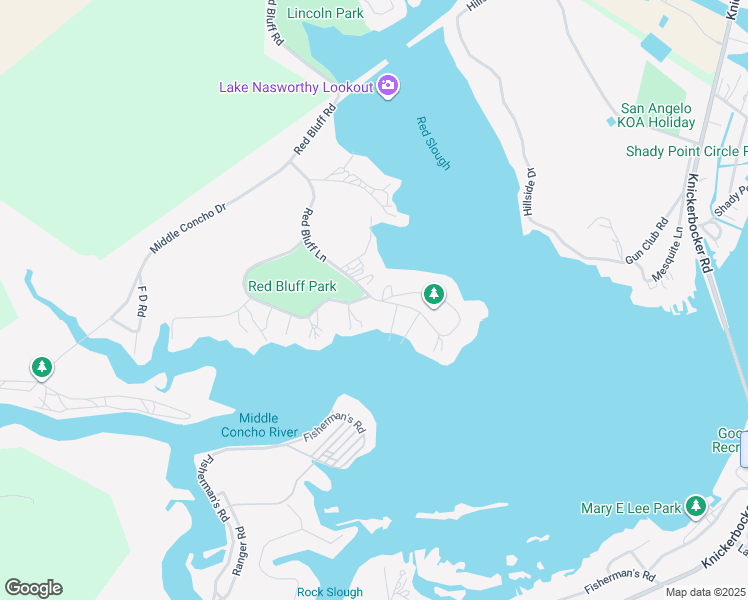 map of restaurants, bars, coffee shops, grocery stores, and more near 2838 Red Bluff Circle in San Angelo