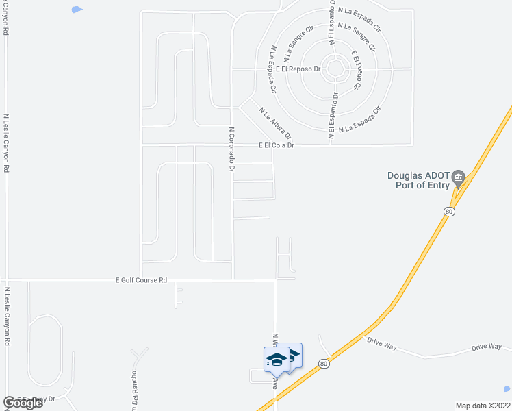 map of restaurants, bars, coffee shops, grocery stores, and more near 2057 East El Oeste Circle in Douglas