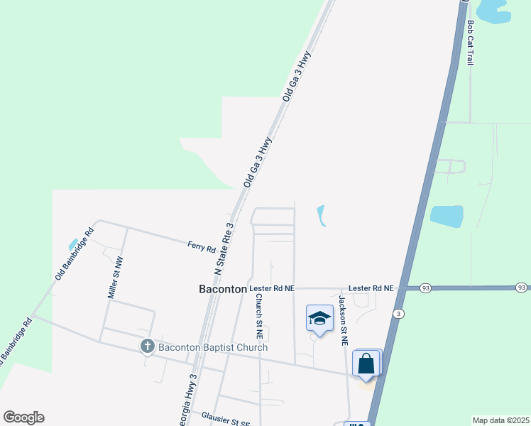 map of restaurants, bars, coffee shops, grocery stores, and more near 136 Johnson Circle in Baconton