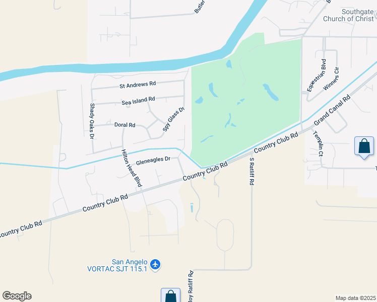 map of restaurants, bars, coffee shops, grocery stores, and more near 6620-6698 Pinehurst Drive in San Angelo