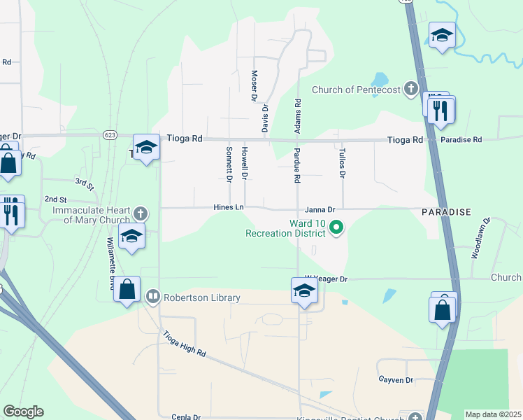 map of restaurants, bars, coffee shops, grocery stores, and more near 4705 Belgard Road in Ball