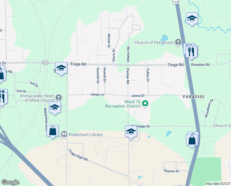 map of restaurants, bars, coffee shops, grocery stores, and more near 4705 Belgard Road in Ball