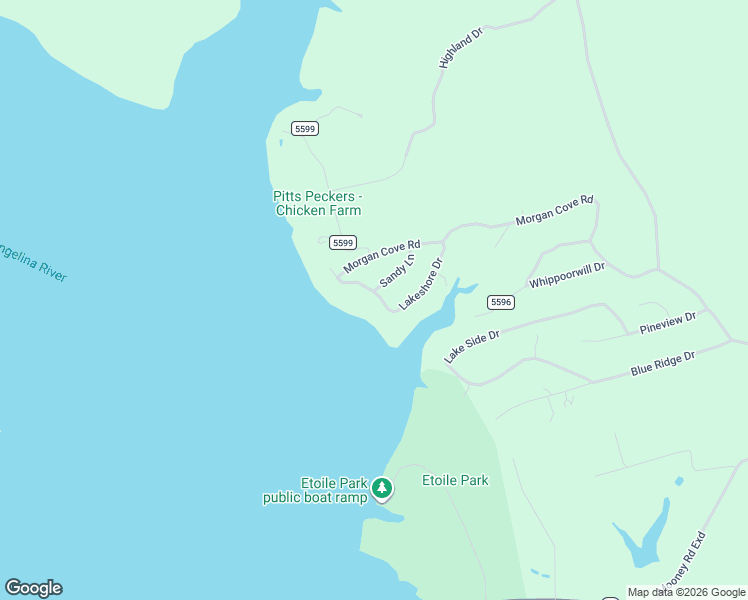 map of restaurants, bars, coffee shops, grocery stores, and more near 386 County Road 5597 in Etoile