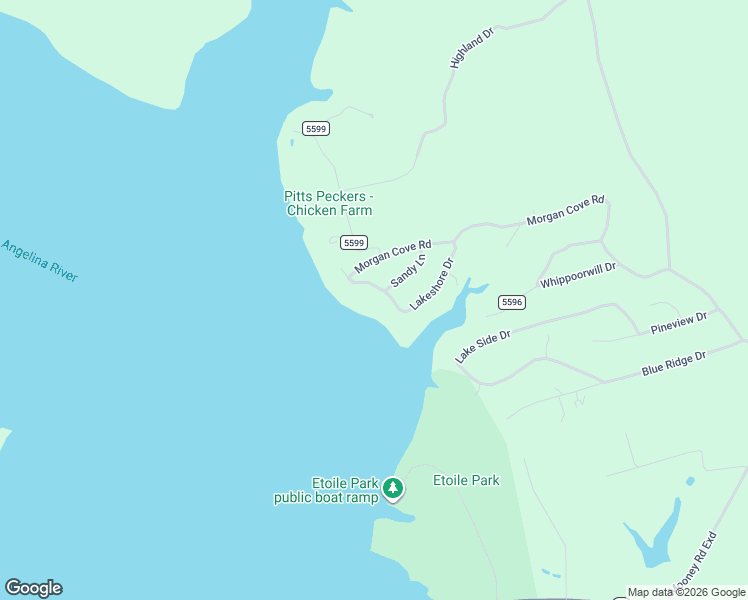 map of restaurants, bars, coffee shops, grocery stores, and more near 386 County Road 5597 in Etoile