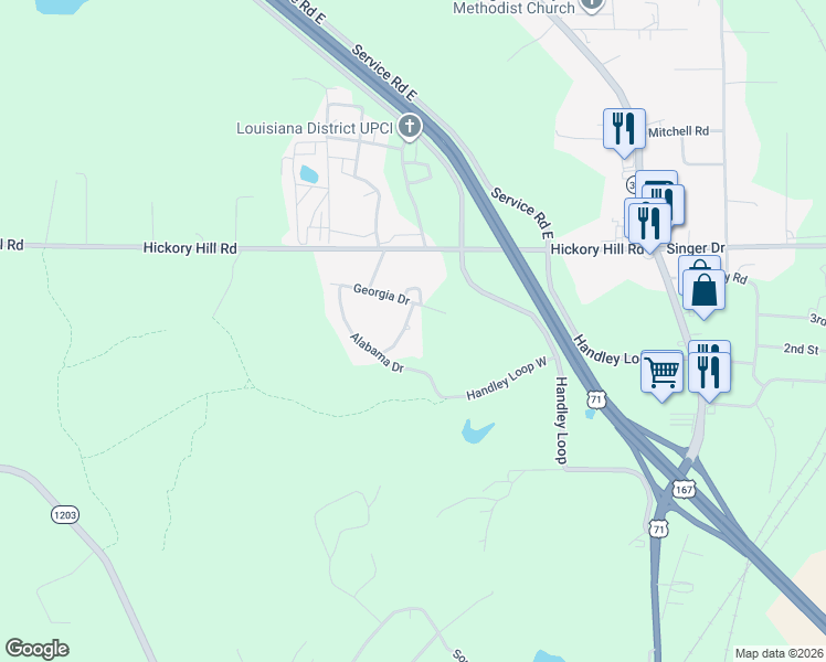 map of restaurants, bars, coffee shops, grocery stores, and more near 4830 Florida Drive in Pineville