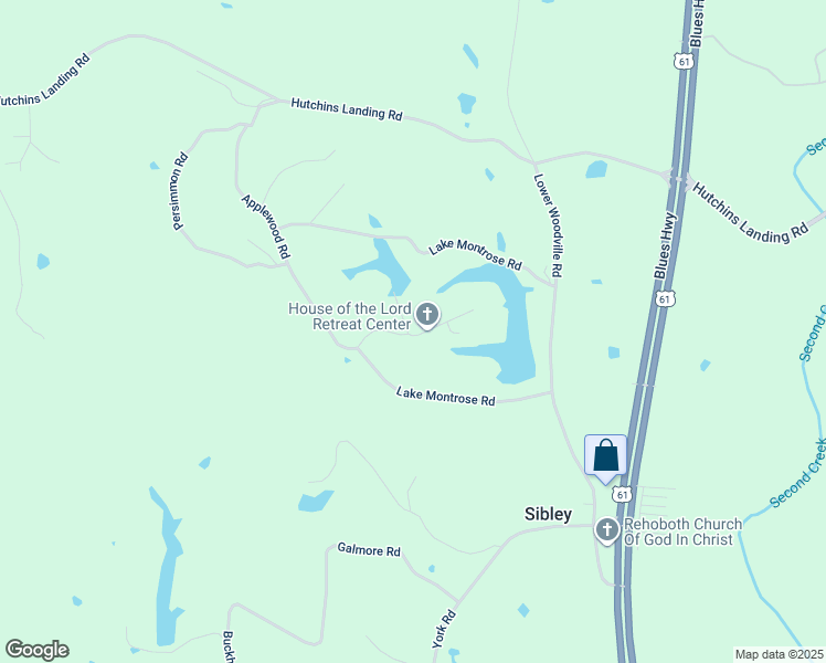 map of restaurants, bars, coffee shops, grocery stores, and more near 1 Cricket Lane in Natchez