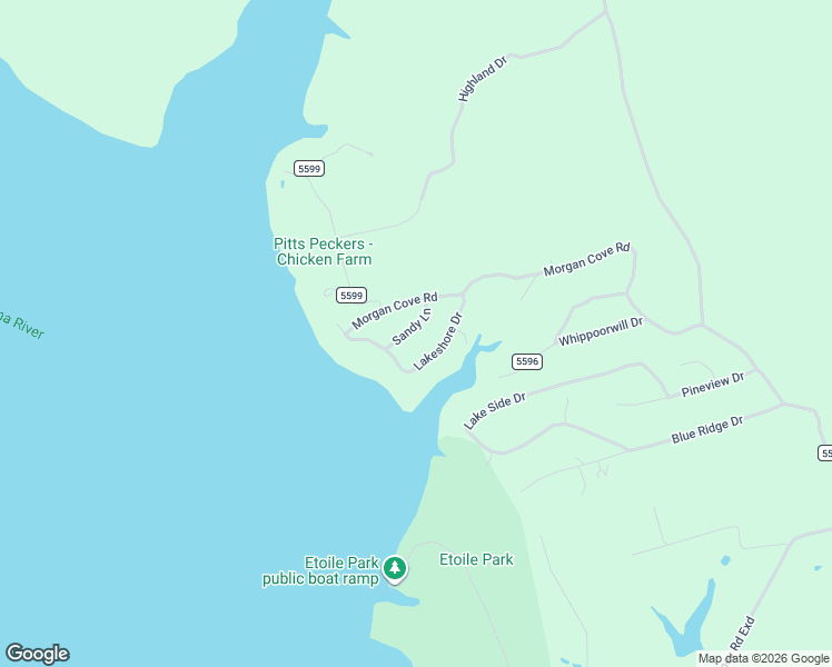map of restaurants, bars, coffee shops, grocery stores, and more near 191 County Road 5598 in Etoile