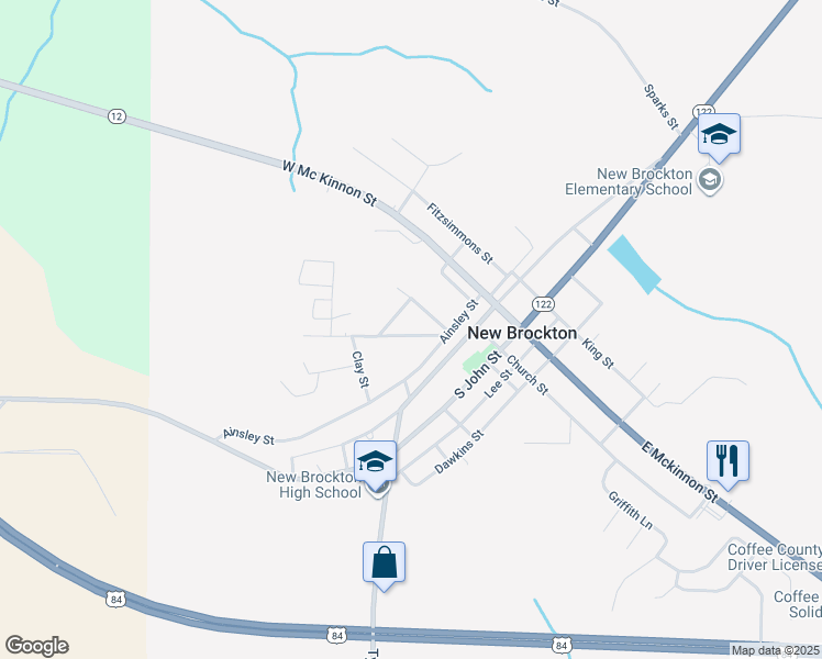 map of restaurants, bars, coffee shops, grocery stores, and more near 126 Martin Luther King Junior Drive in New Brockton