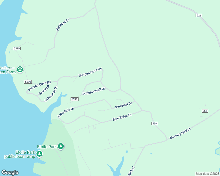 map of restaurants, bars, coffee shops, grocery stores, and more near 830 County Road 559 in Etoile