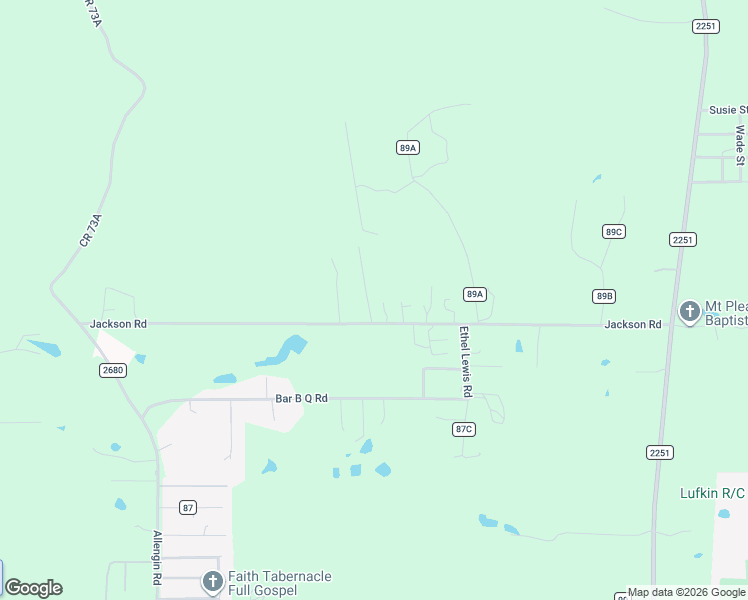 map of restaurants, bars, coffee shops, grocery stores, and more near 1100 Jackson Road in Lufkin