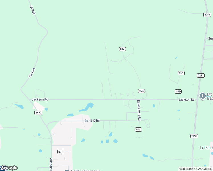 map of restaurants, bars, coffee shops, grocery stores, and more near 1100 Jackson Road in Lufkin