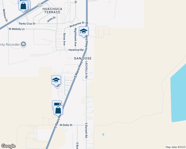 map of restaurants, bars, coffee shops, grocery stores, and more near 10 LACHOLLA Road in Bisbee