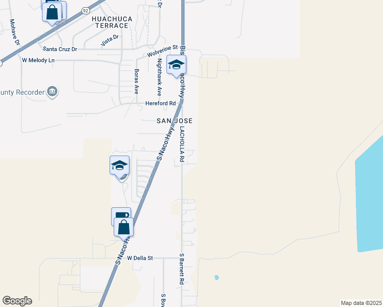 map of restaurants, bars, coffee shops, grocery stores, and more near 10 Lacholla Road in Bisbee