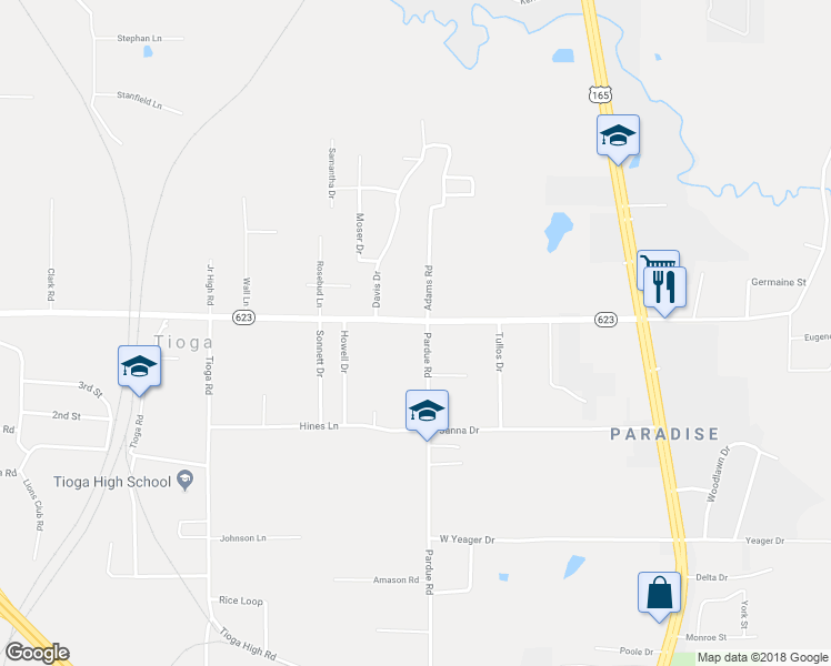 map of restaurants, bars, coffee shops, grocery stores, and more near 403 Tioga Road in Ball