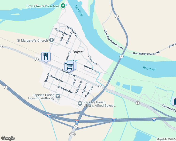 map of restaurants, bars, coffee shops, grocery stores, and more near 201 Donegal Street in Boyce