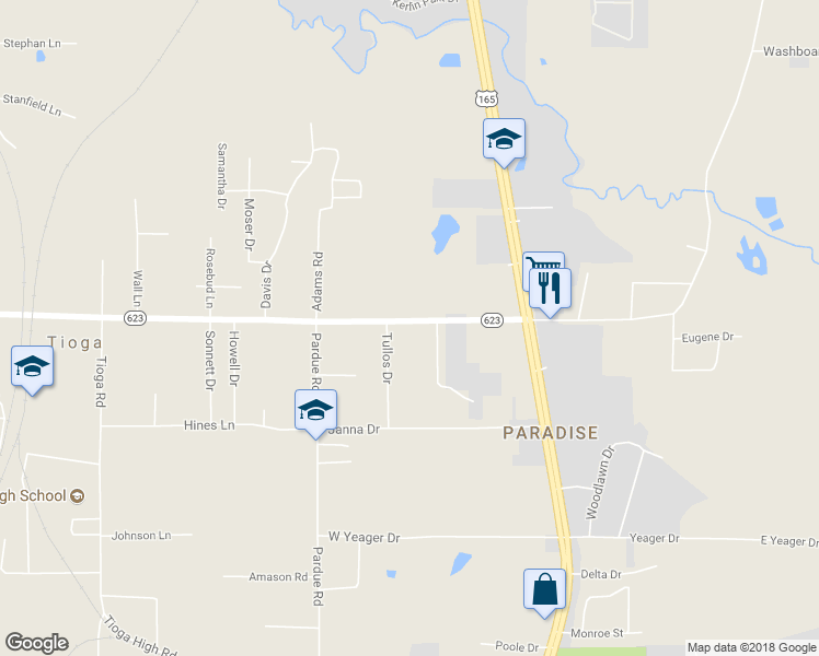 map of restaurants, bars, coffee shops, grocery stores, and more near 215 Tioga Road in Ball
