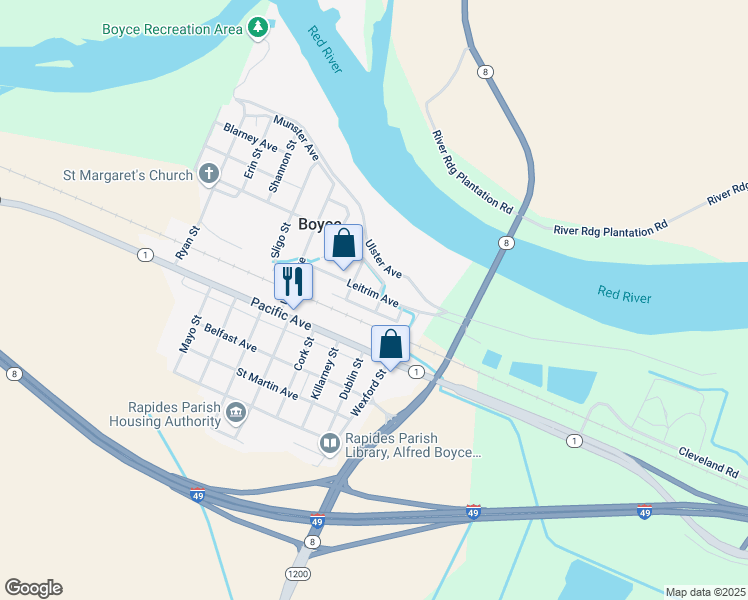 map of restaurants, bars, coffee shops, grocery stores, and more near 201 Donegal Street in Boyce