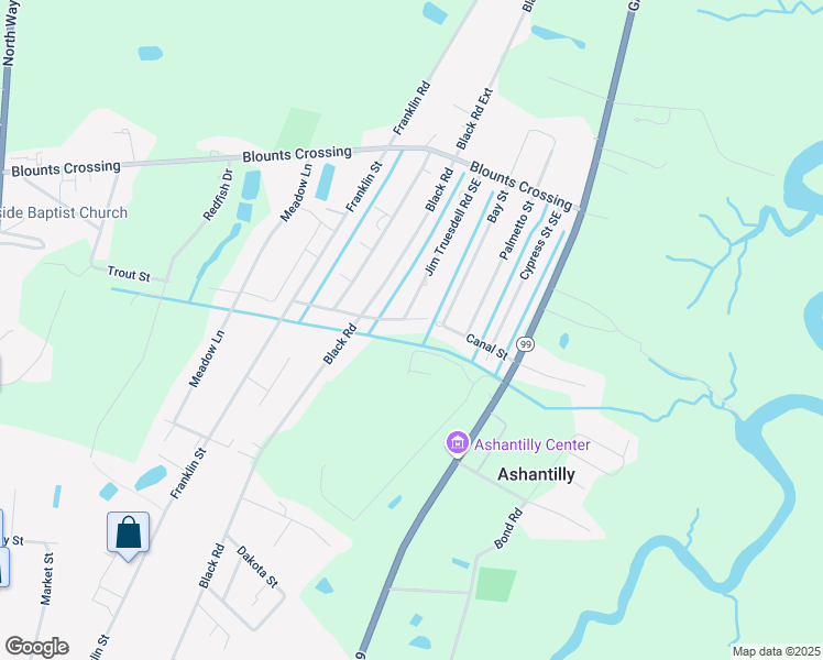 map of restaurants, bars, coffee shops, grocery stores, and more near 1291 Canal Street Southeast in Darien
