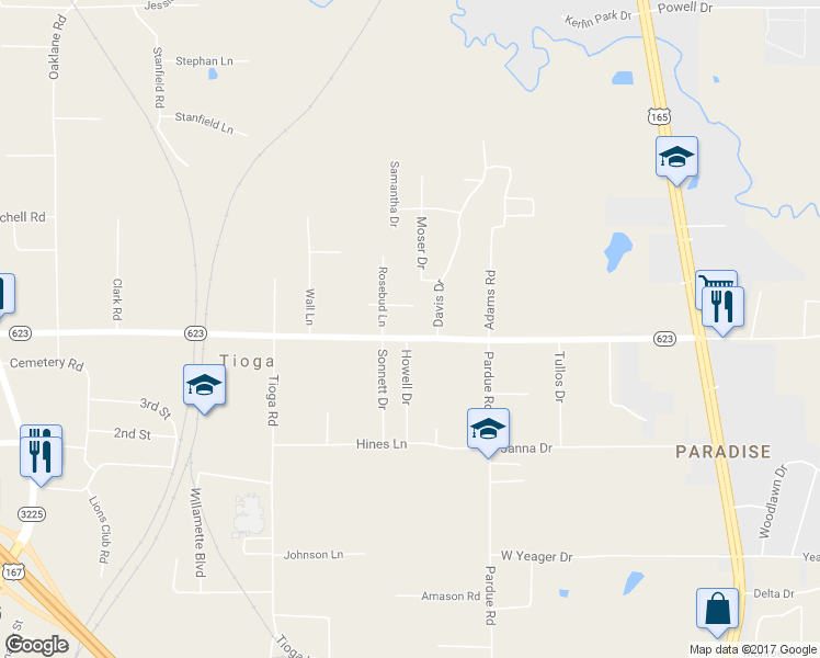 map of restaurants, bars, coffee shops, grocery stores, and more near 510 Tioga Road in Ball