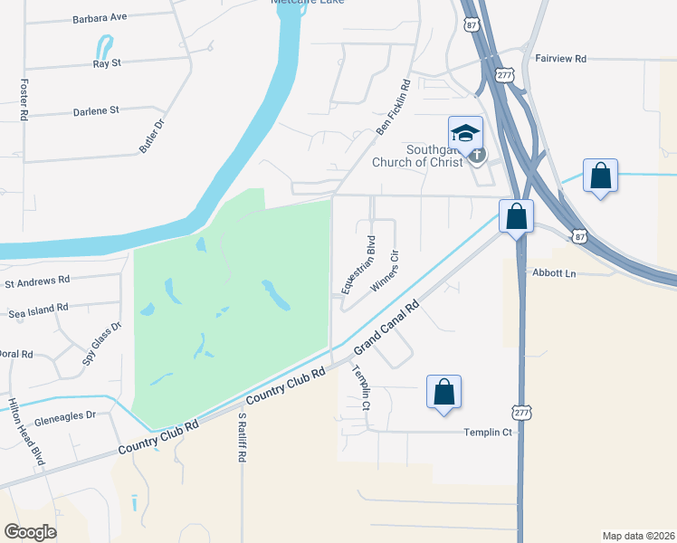 map of restaurants, bars, coffee shops, grocery stores, and more near 6021-6099 Equestrian Boulevard in San Angelo