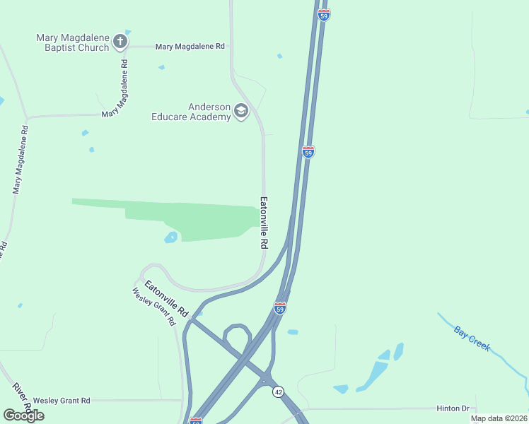map of restaurants, bars, coffee shops, grocery stores, and more near 331-355 Eatonville Road in Hattiesburg
